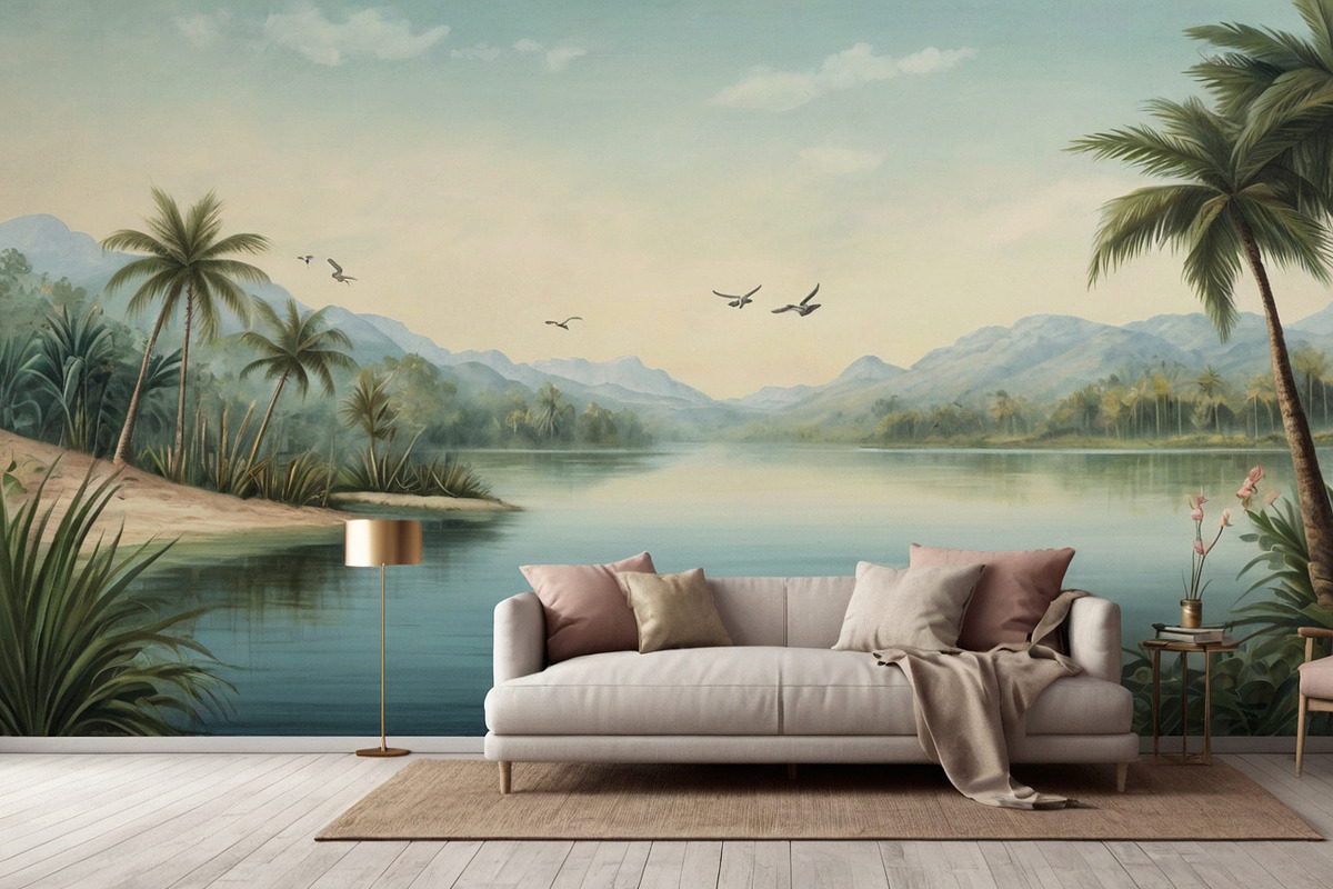 Jungle Tropical Landscape Wall Mural, a Wallpaper Graphic by by creative paper (Photo 7 of 12)