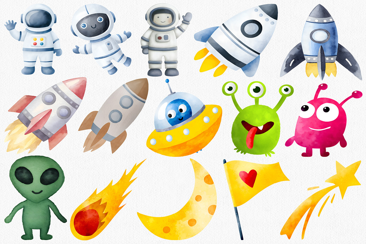 Watercolor Space Clipart, Galaxy PNG, an Illustration by CropUp Creative (Photo 2 of 6)