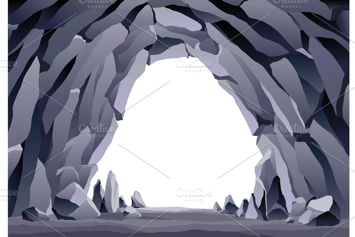 Cave landscape. Stone cave entrance, an Animal Illustration by the8monkey