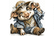 Piglet In Outfit Clipart JPG, an Animal Illustration by Memories By Lea (Thumbnail 8 of 20)