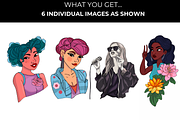 Stylish Girls Coloring Pages Set, a Decorative Illustration by InkyQueenArt (Thumbnail 2 of 5)