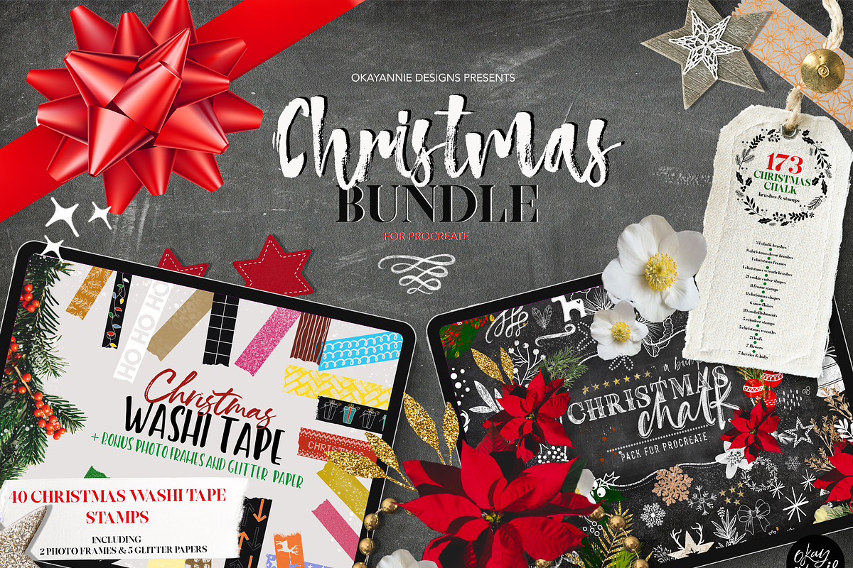 Christmas Procreate Brushes Bundle, a Brush Add-On by OkayAnnie Designs (Photo 1 of 20)