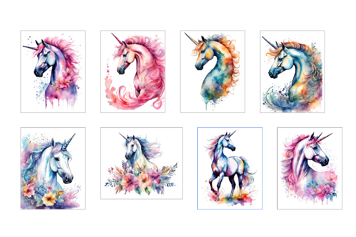 Unicorn in wreath of flowers, an Animal Illustration by Michiru13 (Photo 3 of 4)
