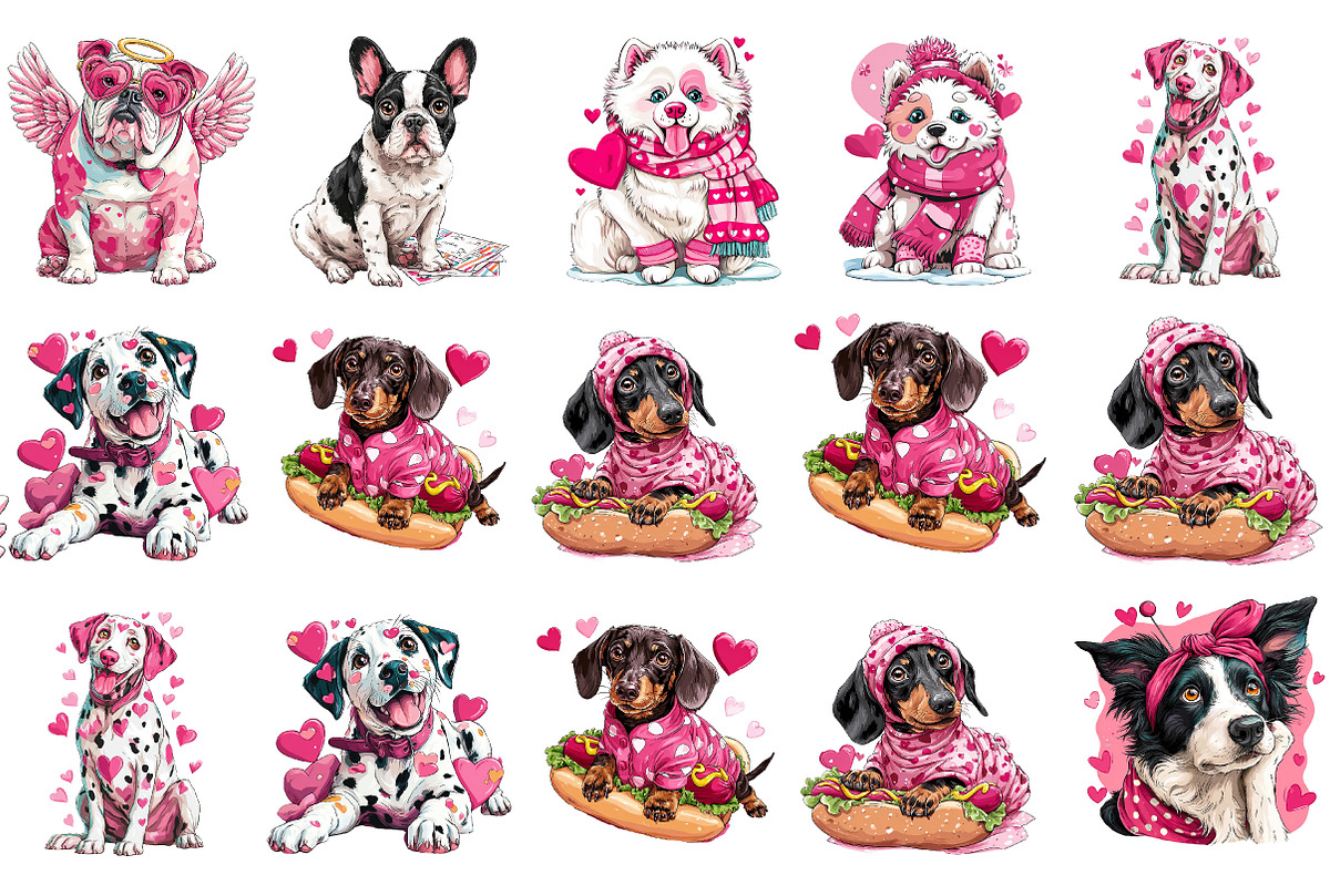 Valentine Funny Dog Clipart, an Illustration by DreamArtGraphic (Photo 2 of 4)