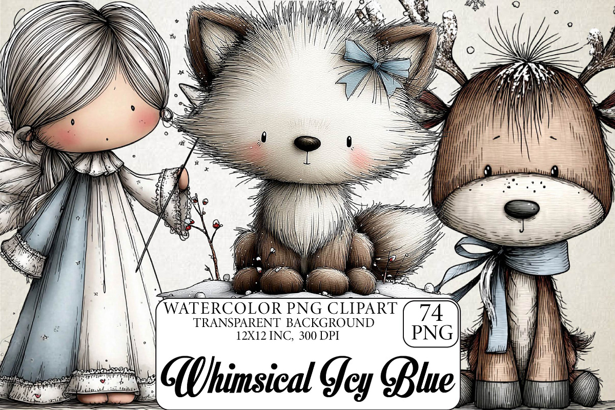 Whimsical Icy Blue Christmas Bundle, an Illustration by DreamPrint404 (Photo 1 of 5)