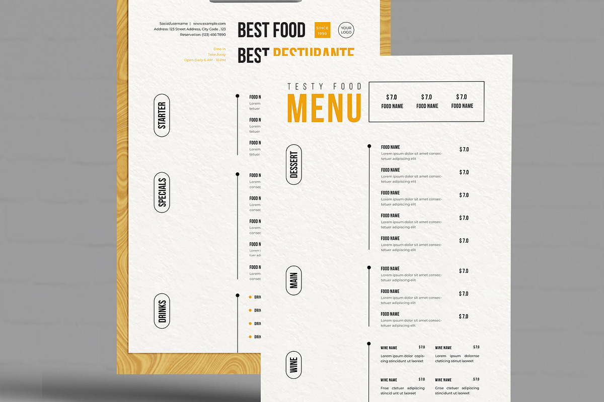 Restaurant Food Menu Layout