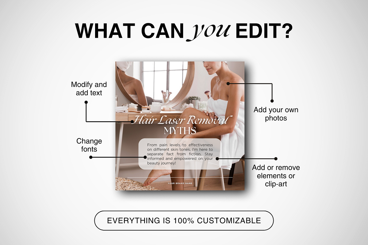 Laser Hair Removal Insta Templates, a Social Media Template by DesignsbyMariaStudio (Photo 6 of 10)
