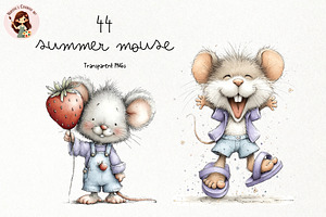 Summer Mouse PNG Clipart Bundle, a Seasonal Illustration by Nicolle's Colorful Art