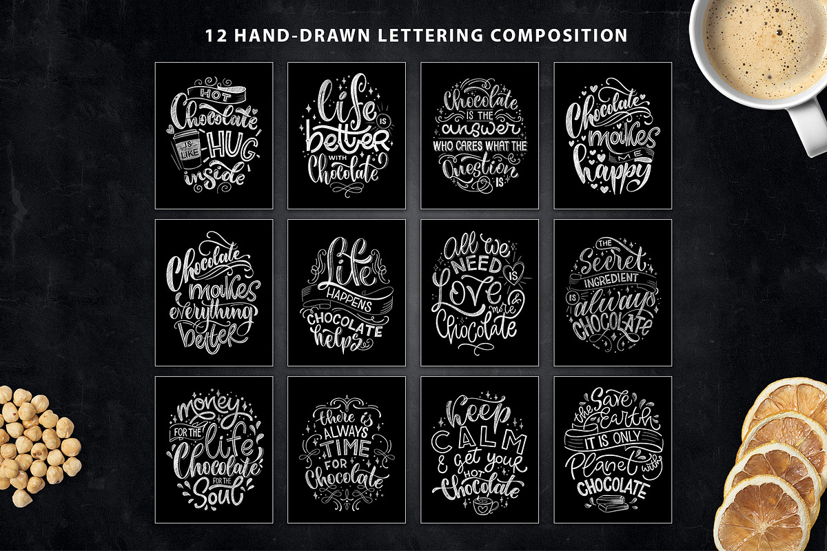 Chocolate Quotes Lettering Set, a Decorative Illustration by Kandella's Art (Photo 2 of 8)