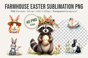 Farmhouse Easter Sublimation PNG, an Illustration by Artnoy