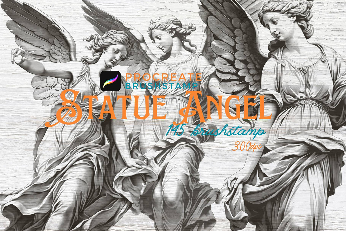 145 Angel Statues brushstamp, a Brush Add-On by TaKong Magics (Photo 3 of 7)