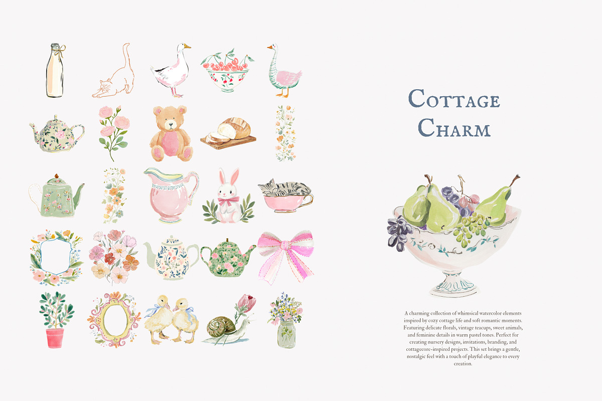 Cottagecore clipart set, a Decorative Illustration by Patishop Art (Photo 5 of 9)