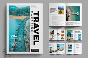 Modern Travel Magazine Template, a Magazine Template by MightyDesign