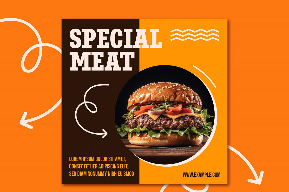 Fast Food Social Media Post, a Templates & Theme by studiogstock (Photo 2 of 4)
