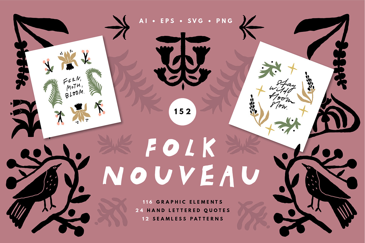 Folk Art Clipart | Art Nouveau Set, a Decorative Illustration by Favete Art (Photo 1 of 19)