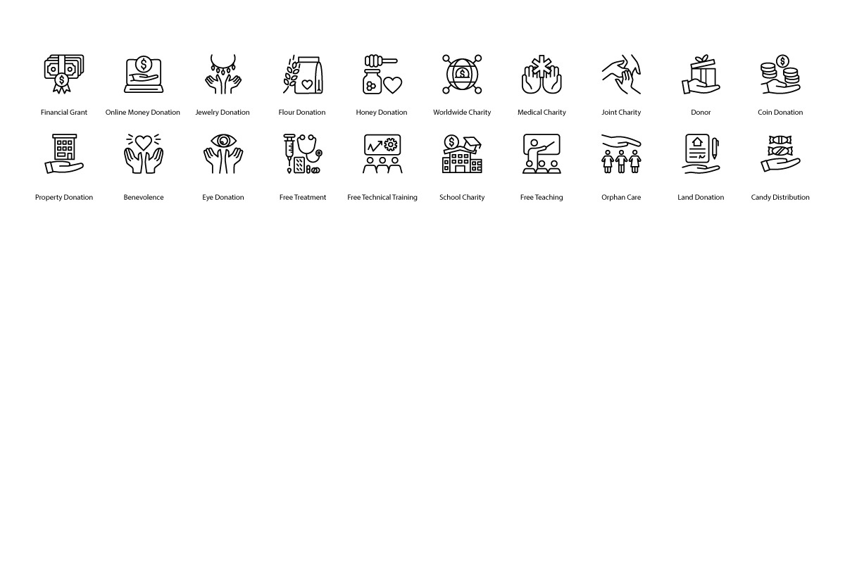 Charity and Donation Outline Icons, an Outline Icon by vectorstank (Photo 3 of 3)