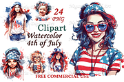 Watercolor 4th of July Clipart, an Object Graphic by Negarin Digital Art (Thumbnail 1 of 11)