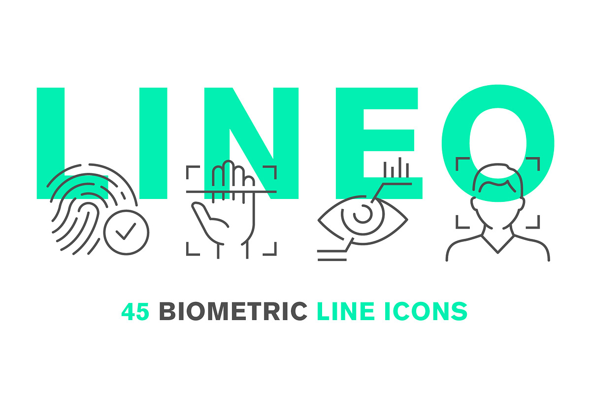 LINEO - 45 BIOMETRIC ICONS, an Outline Icon by sharpnose (Photo 1 of 6)