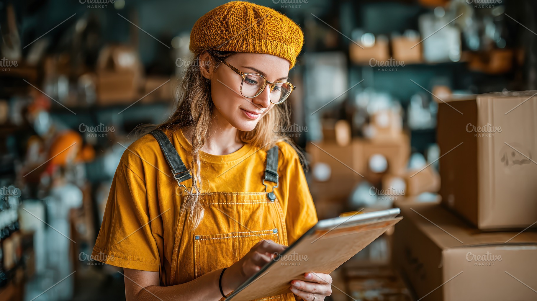 Young woman small business owner man, a Photo by Pixeness Studio