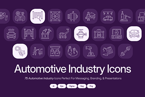 Automotive Industry Icon Set, an Outline Icon by Prosymbols