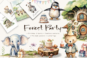 Woodland Birthday Celebration, an Animal Illustration by ApetekMarket (Thumbnail 1 of 15)