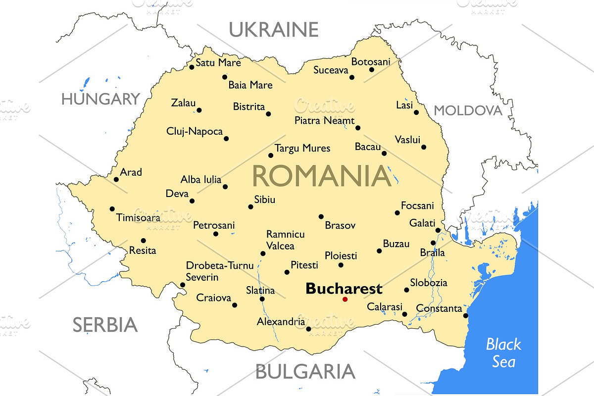 Romania map, an Illustration by ilynx
