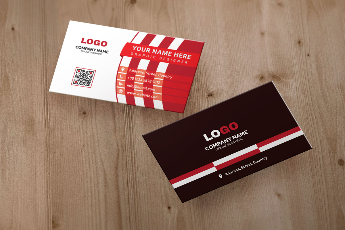 Red and white business card template, a Business Card Template by Vitoria's Collection (Photo 2 of 3)