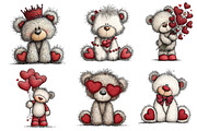 Valentine's Teddy Bear Clipart, an Illustration by Dream Creation (Thumbnail 4 of 8)