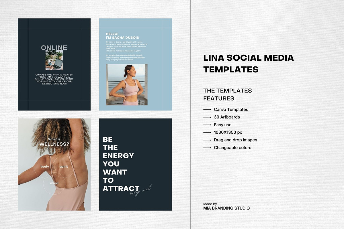 LINA / Canva Yoga Templates, a Social Media Template by Mia Branding Studio (Photo 9 of 9)