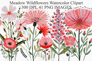 Watercolor Meadow Wildflowers, an Illustration by Canvas Craft