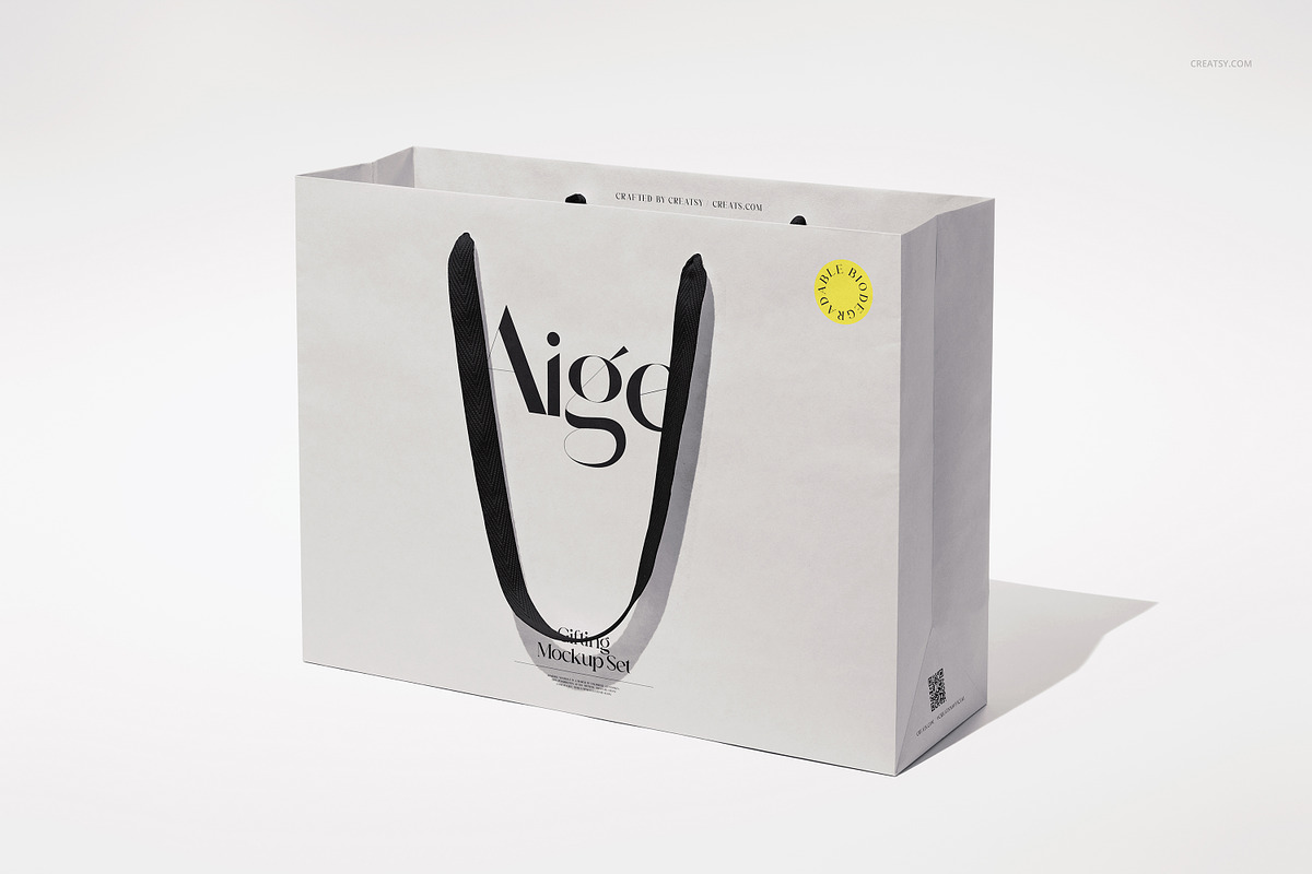 Cotton Handle Paper Gift Bag Mockup, a Packaging Mockup by creatsy5 (Photo 12 of 14)