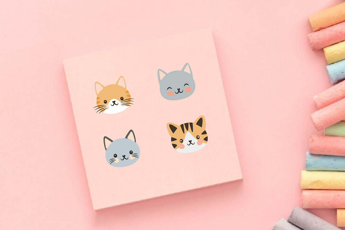 7 Cute Cat Head Front View, an Illustration by jongcreative (Photo 2 of 4)