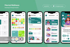 Mindora - Calm Wellness App UI Kit, an App Template by trabaskriya