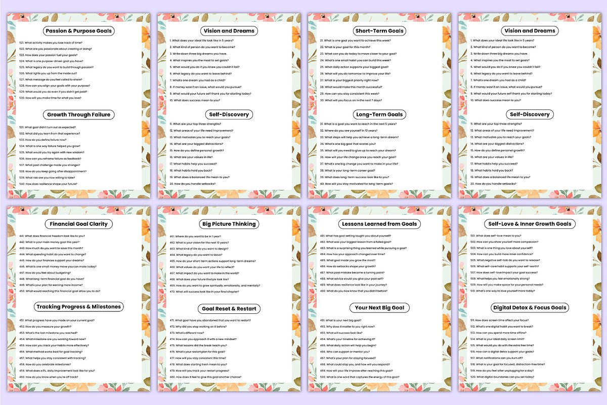 500+ Goal Setting Journal Prompts, a Stationery Template by Mustafiz (Photo 3 of 5)