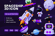 Spaceship Astronaut 3D Icon Pack #2, an Object 3D Model by deviapuspitasari2 (Thumbnail 1 of 2)