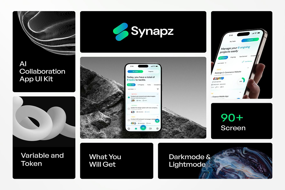 Synapz - AI Task Collaboration App, an UI Kit Template by Creative Perspective (Photo 2 of 6)