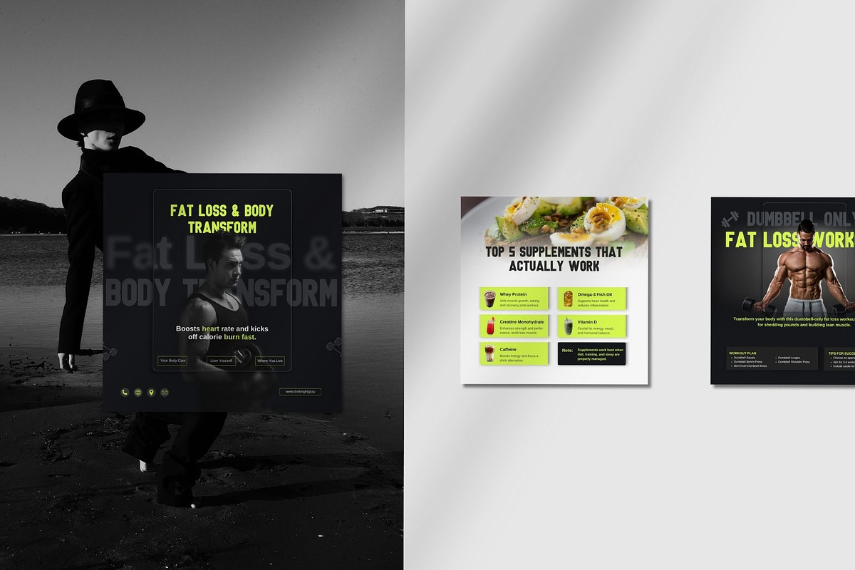 Canva Gym & Fitness Instagram Post, a Social Media Template by TheBrightGrap (Photo 9 of 17)