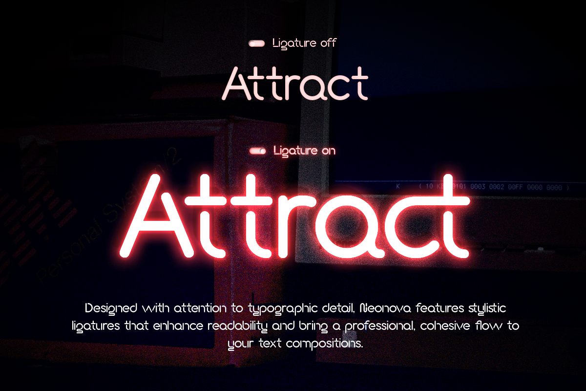 Neonova - Neon Retro Style Font, a Sans Serif Font by PuriCreative (Photo 7 of 9)