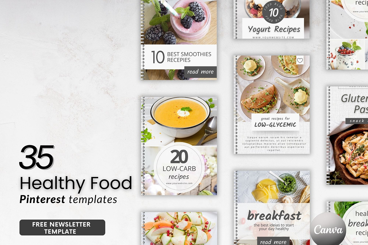 Healthy Food Pinterest Canva, a Social Media Template by Talipic Designs (Photo 1 of 7)