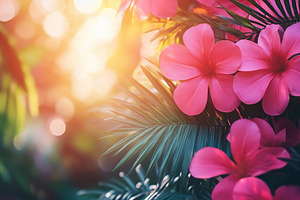 Vibrant pink flowers bloom under soft sunlight in a serene garden setting, a Nature Photo by AlyaAnd