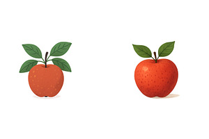 Two cartoon-style apples with green, a Food & Drink Photo by ZinetroN