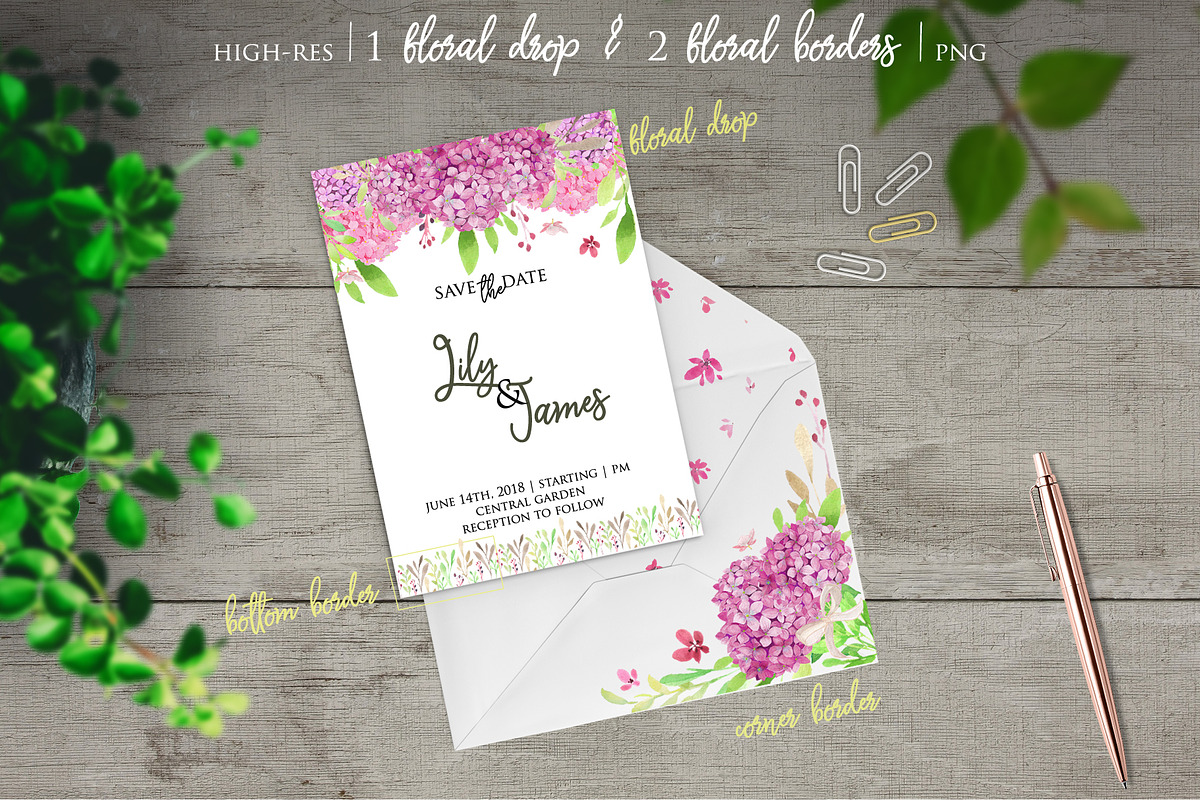 Pink Violet Floral Clipart, Patterns, an Illustration by ColorfulNest (Photo 2 of 7)