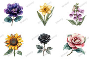 Goth Halloween Wildflowers Clipart, an Illustration by designcity5 (Thumbnail 2 of 5)