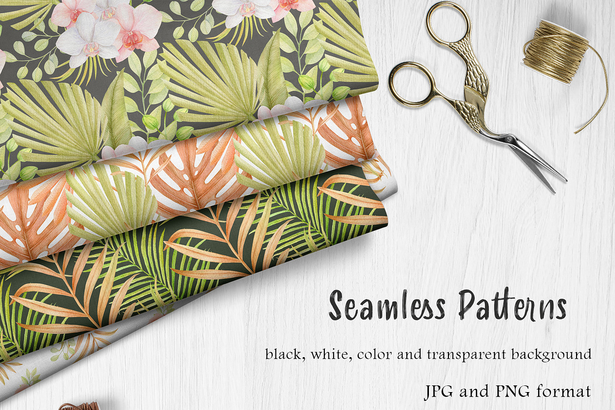 Tropical dried leaves set, an Illustration by svetodesign (Photo 10 of 16)