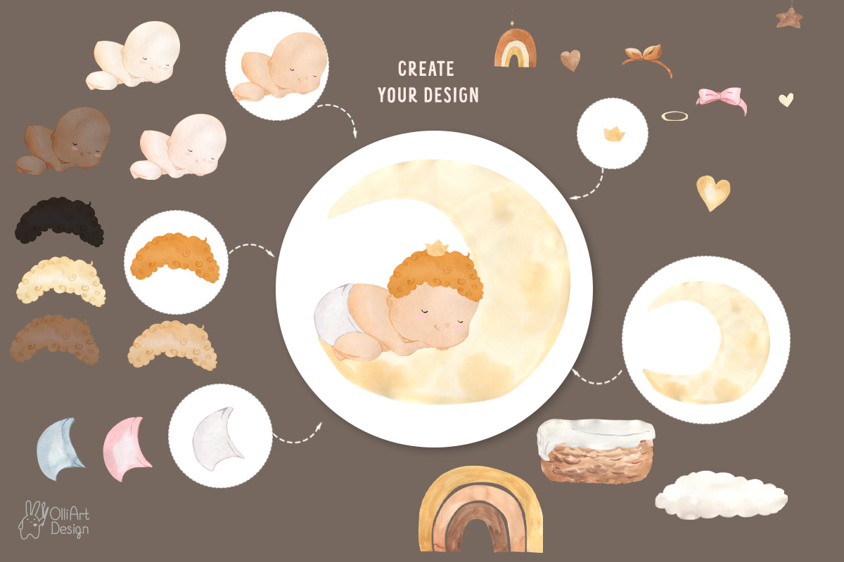 BABY PORTRAIT CREATOR. Boho newborn, a Person Illustration by OlliArtDesign (Photo 3 of 14)
