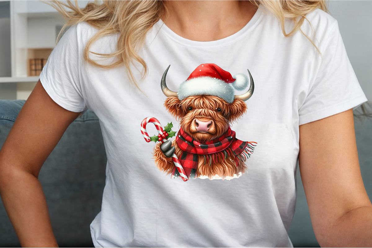 Christmas Highland Cow PNG, an Illustration by Sublimation Artist (Photo 3 of 9)