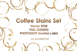Coffee stains clipart and brush set