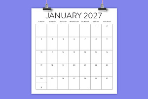 2027 Square Calendar Template, a Stationery Template by Running With Foxes