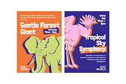 Vintage zoo posters with animals set, an Animal Illustration by PaperTrident (Thumbnail 2 of 3)