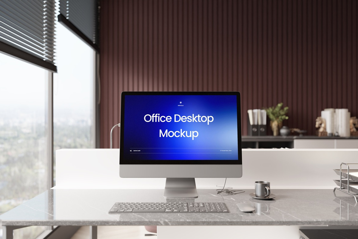 High Quality Office Desktop Mockup, a Mac Mockup by Momogi (Photo 2 of 5)